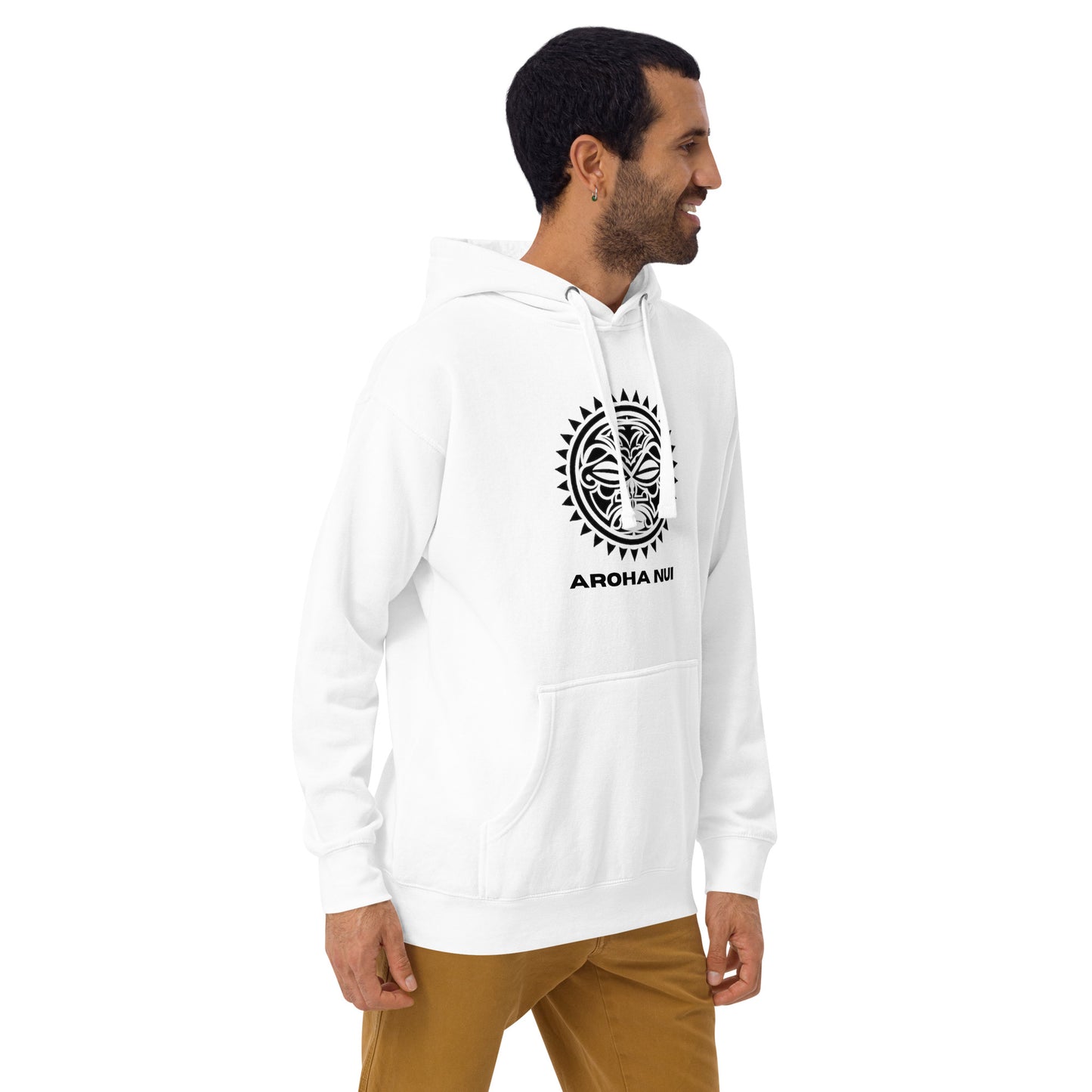 Sweat Shirt à capuche Blanc pour Homme - Visage Maori - OROHA NUI