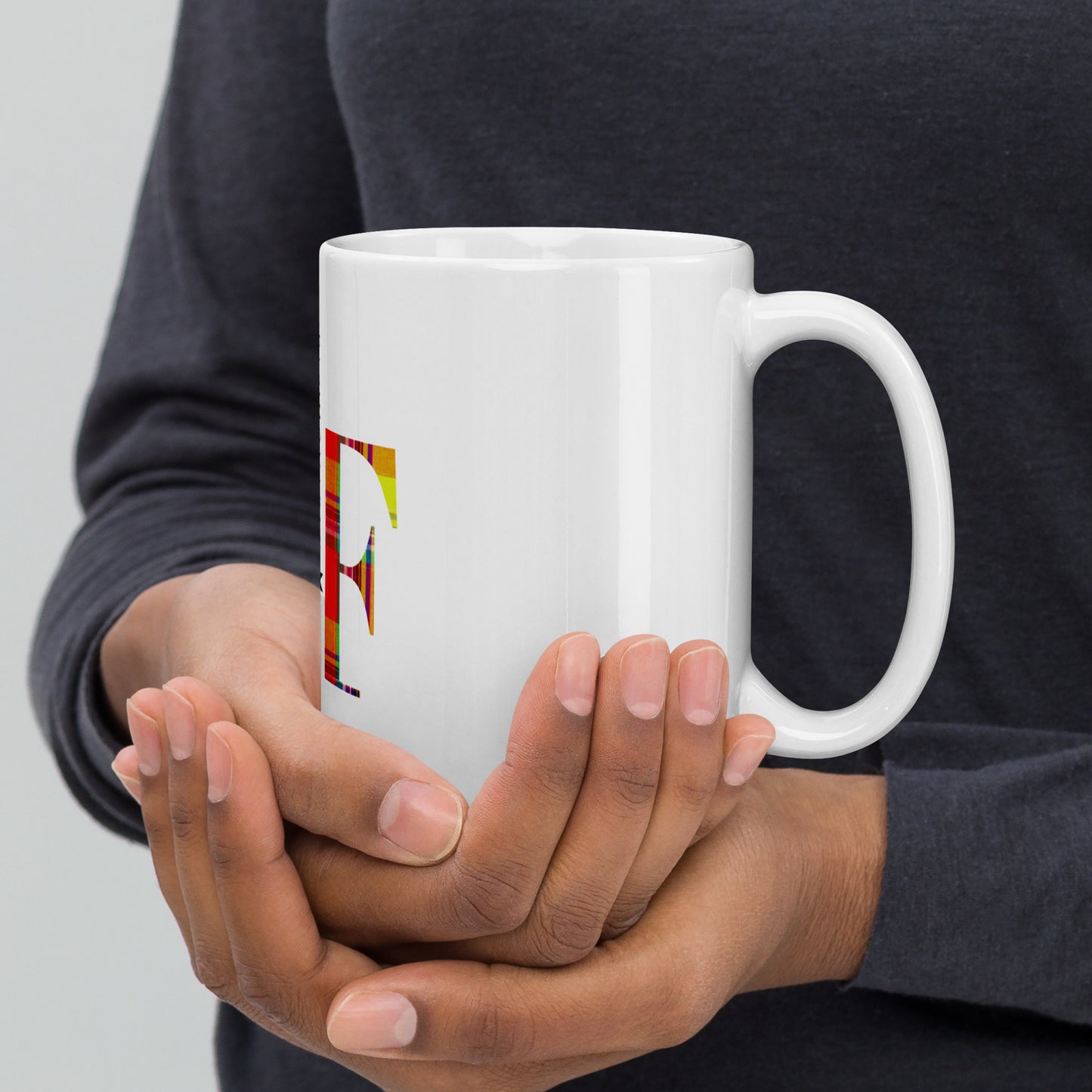 Mug Blanc Brillant ON FLEEK imprimé madras