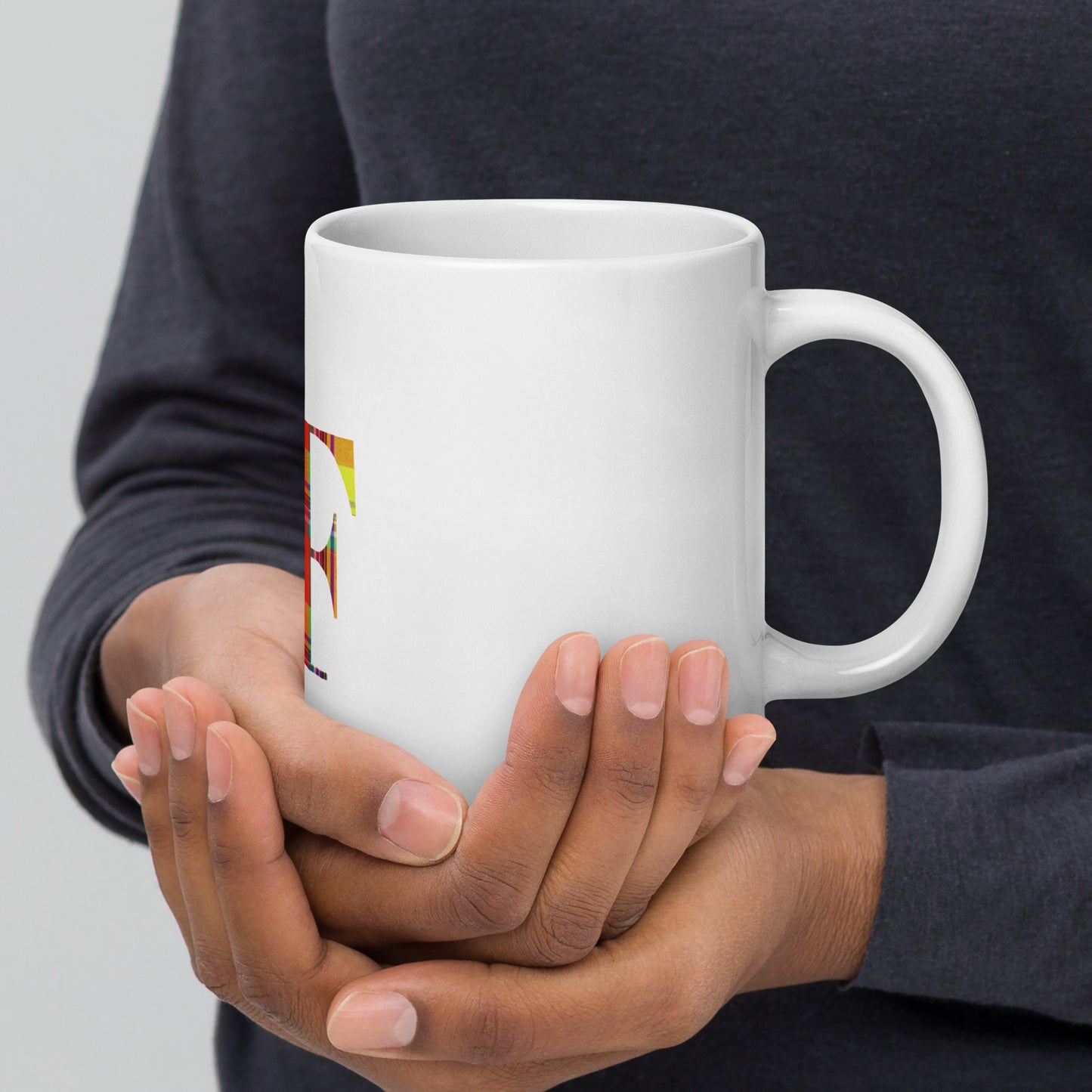 Mug Blanc Brillant ON FLEEK imprimé madras