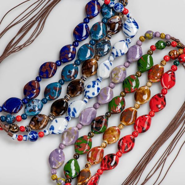 Colliers fait-main en perles de céramique - Colliers tendance