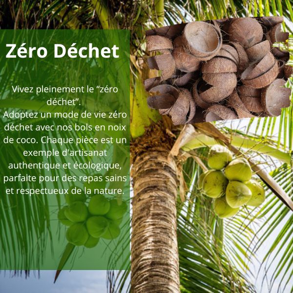 Bols de Noix de Coco et Cuillères en Bois  - Naturels et Ecologiques