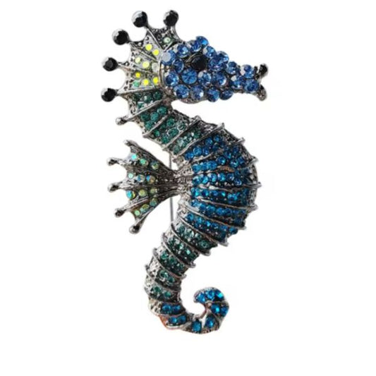 Broche Hippocampe Pailletée pour Femme