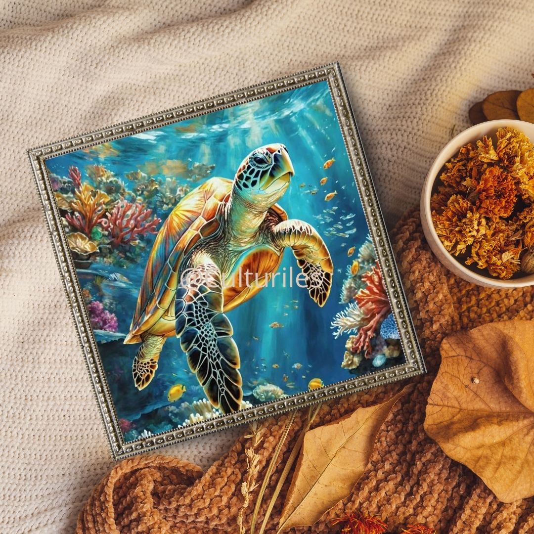 Caraïbes – Tortue des mers - Artwork, Printable Digital Download