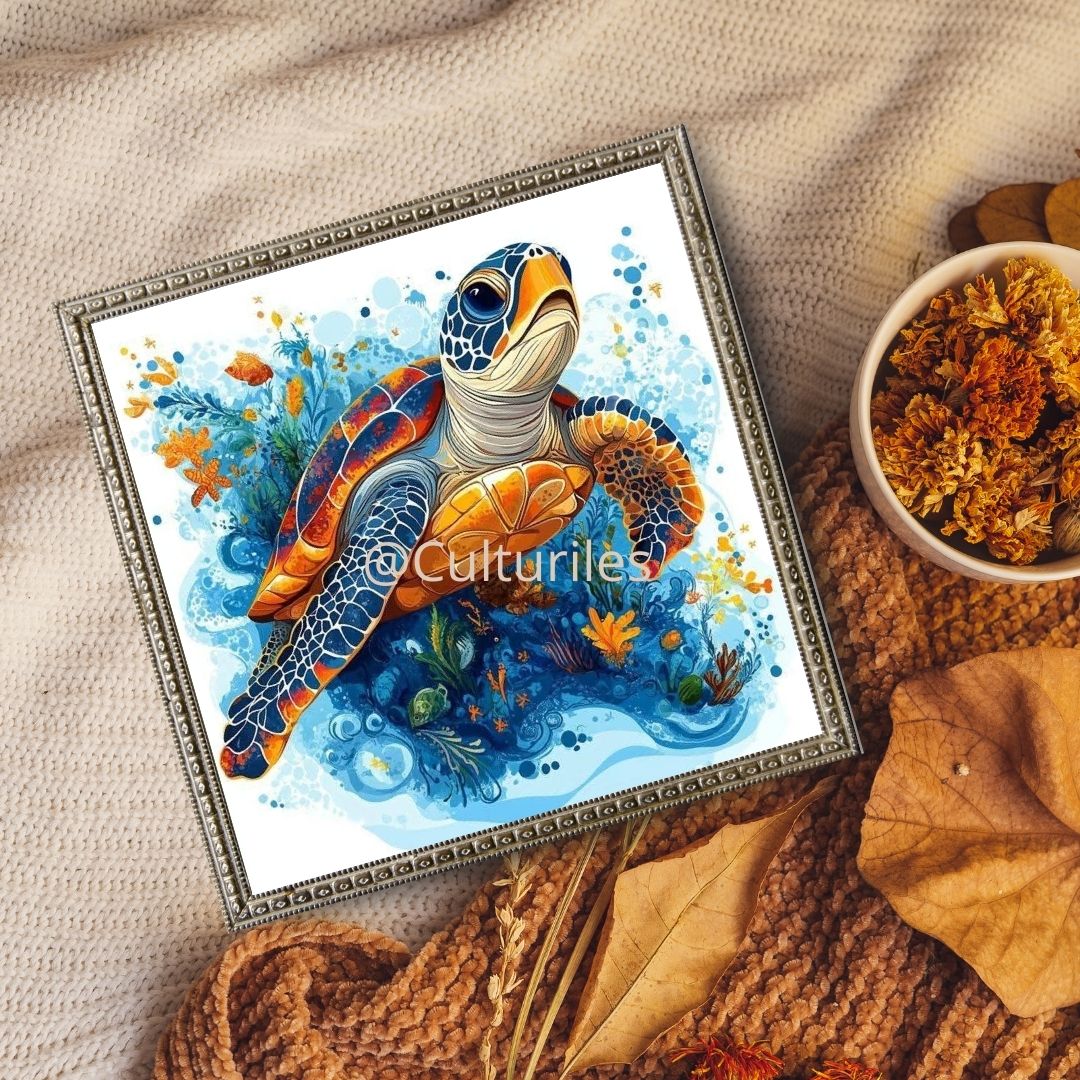 Caraïbes – Tortue des mers - Artwork, Printable Digital Download