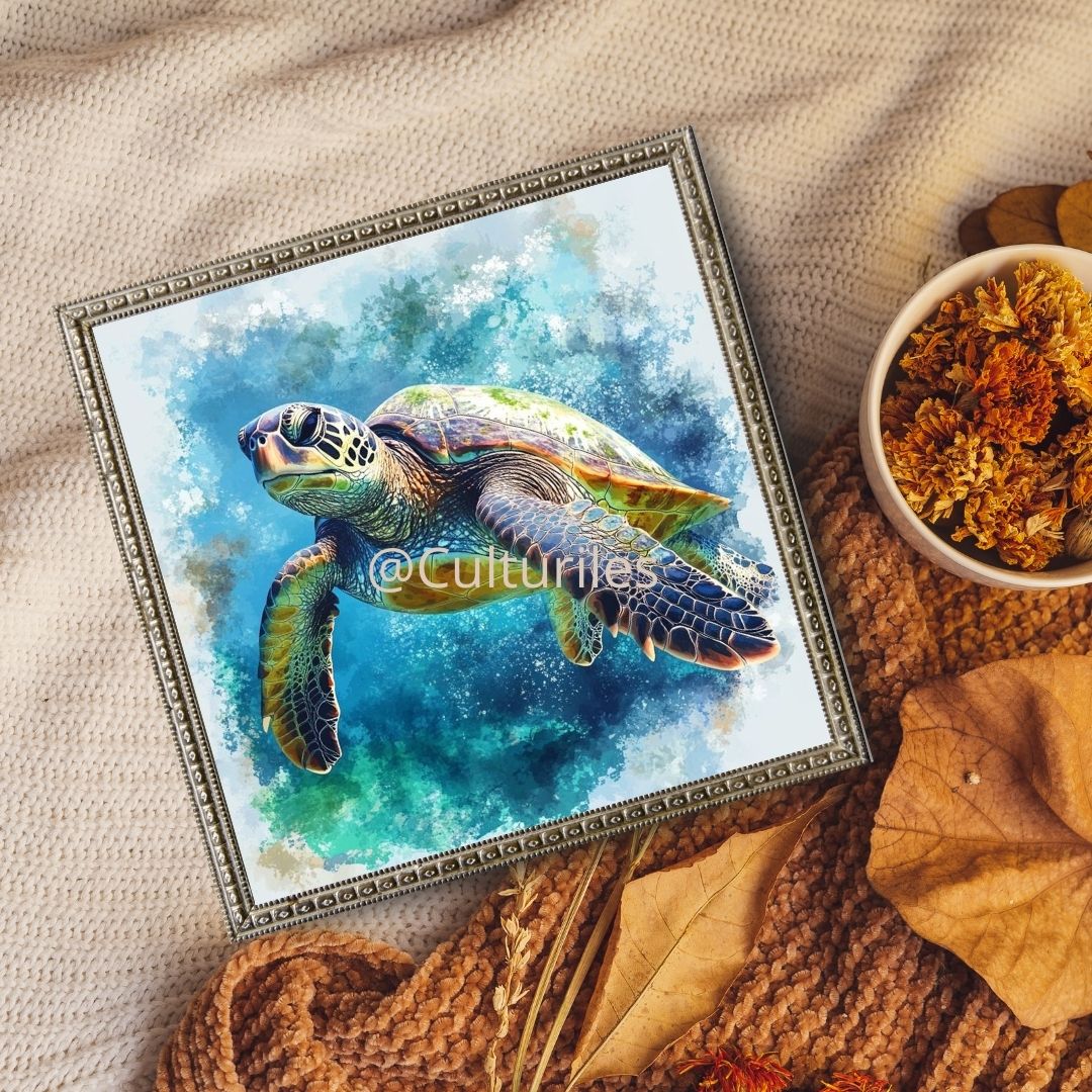 Caraïbes – Tortue des mers - Artwork, Printable Digital Download