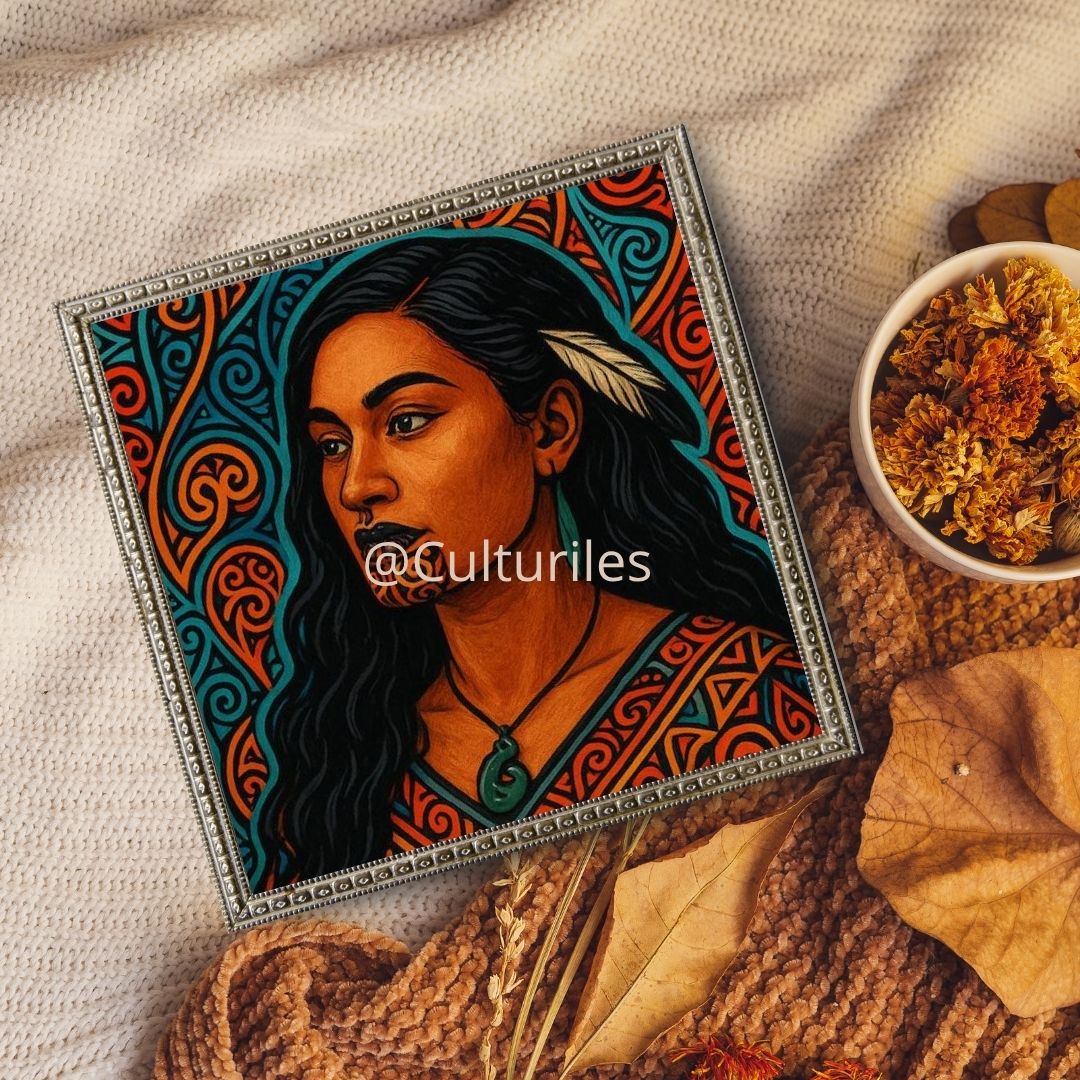 Pacifique : Femme Maori , Vibrant Maori Artwork, Printable Digital Download, Traditional New Zealand Maori Design