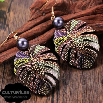 Boucles d'Oreilles Polynésiennes - Feuille de Uru