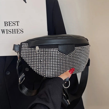 Sac Banane Femme Tendance en Strass Brillant - Sac Bandoulière Femme