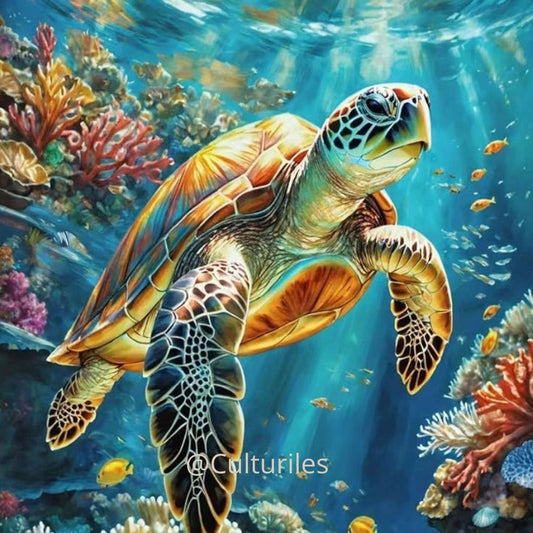 Caraïbes – Tortue des mers - Artwork, Printable Digital Download