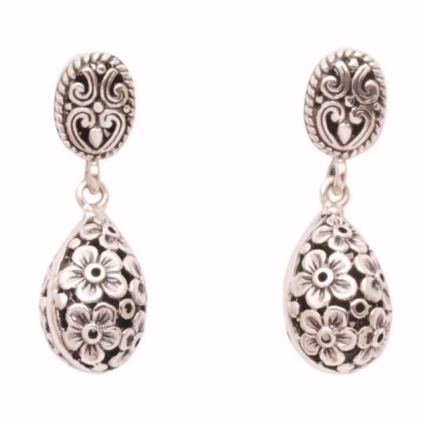 Boucles d'oreilles hawaïennes -  fleurs sculptées en forme de goutte