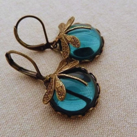 Boucles d'Oreilles Libellule en Pierre de Lune