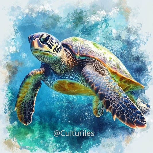 Caraïbes – Tortue des mers - Artwork, Printable Digital Download