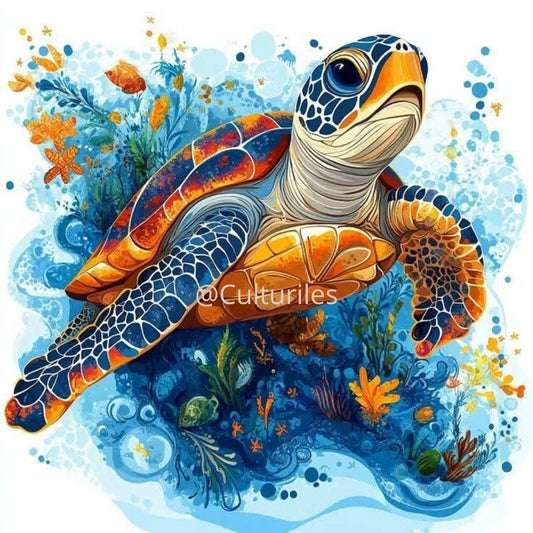 Caraïbes – Tortue des mers - Artwork, Printable Digital Download