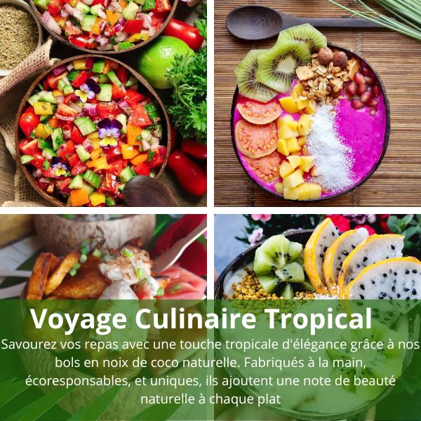 Bols de Noix de Coco et Cuillères en Bois  - Naturels et Ecologiques