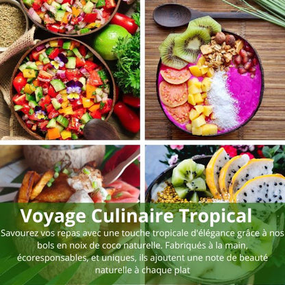 Bols de Noix de Coco et Cuillères en Bois  - Naturels et Ecologiques