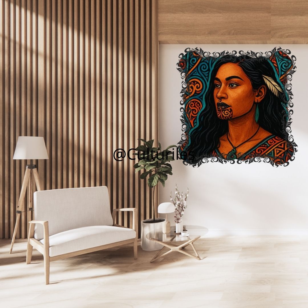 Pacifique : Femme Maori , Vibrant Maori Artwork, Printable Digital Download, Traditional New Zealand Maori Design