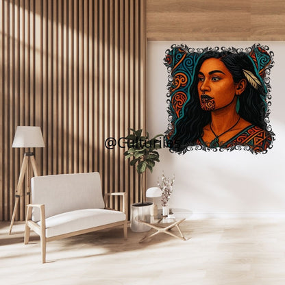 Pacifique : Femme Maori , Vibrant Maori Artwork, Printable Digital Download, Traditional New Zealand Maori Design