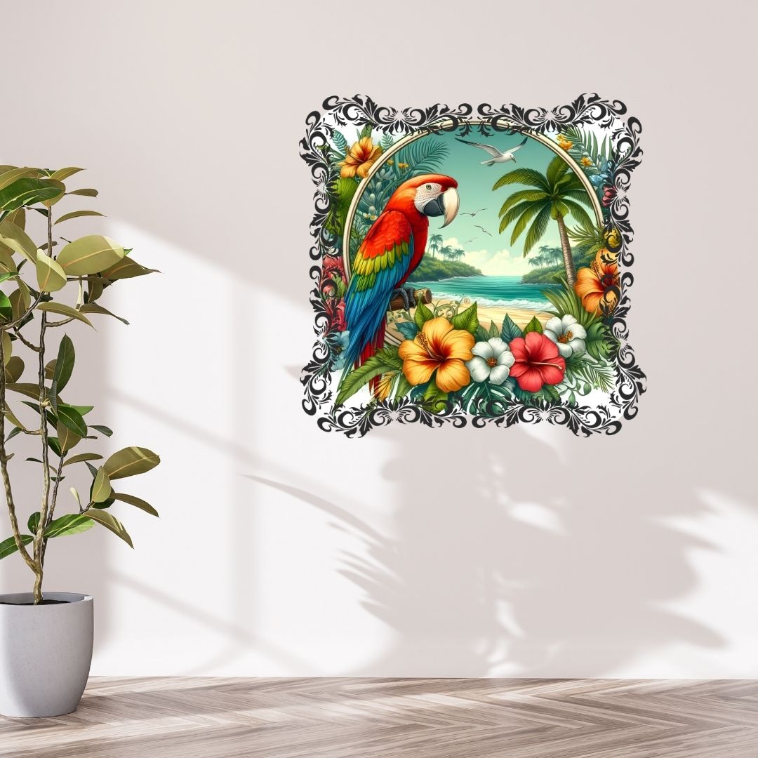 Pacifique : Pacifique – Perroquet dans un jardin tropical - Pacific Artwork, Printable Digital Download