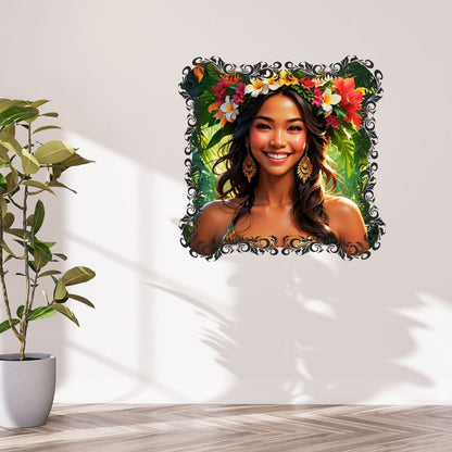 Pacifique : Femme Polynésienne , Vibrant Maohi  Artwork, Printable Digital Download, Traditional Polynesian   Design