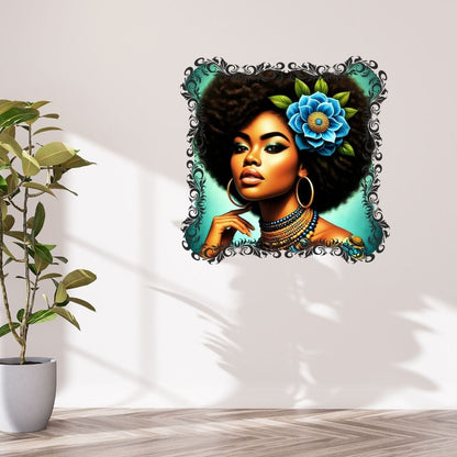 Caraïbes : Femme Afro , Vibrant Ebene Artwork, Printable Digital Download, Traditional Caribbean Design