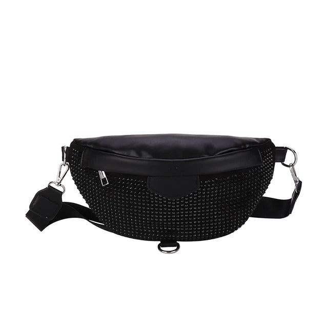 Sac Banane Femme Tendance en Strass Brillant - Sac Bandoulière Femme
