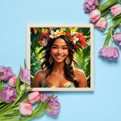 Pacifique : Femme Polynésienne , Vibrant Maohi  Artwork, Printable Digital Download, Traditional Polynesian   Design