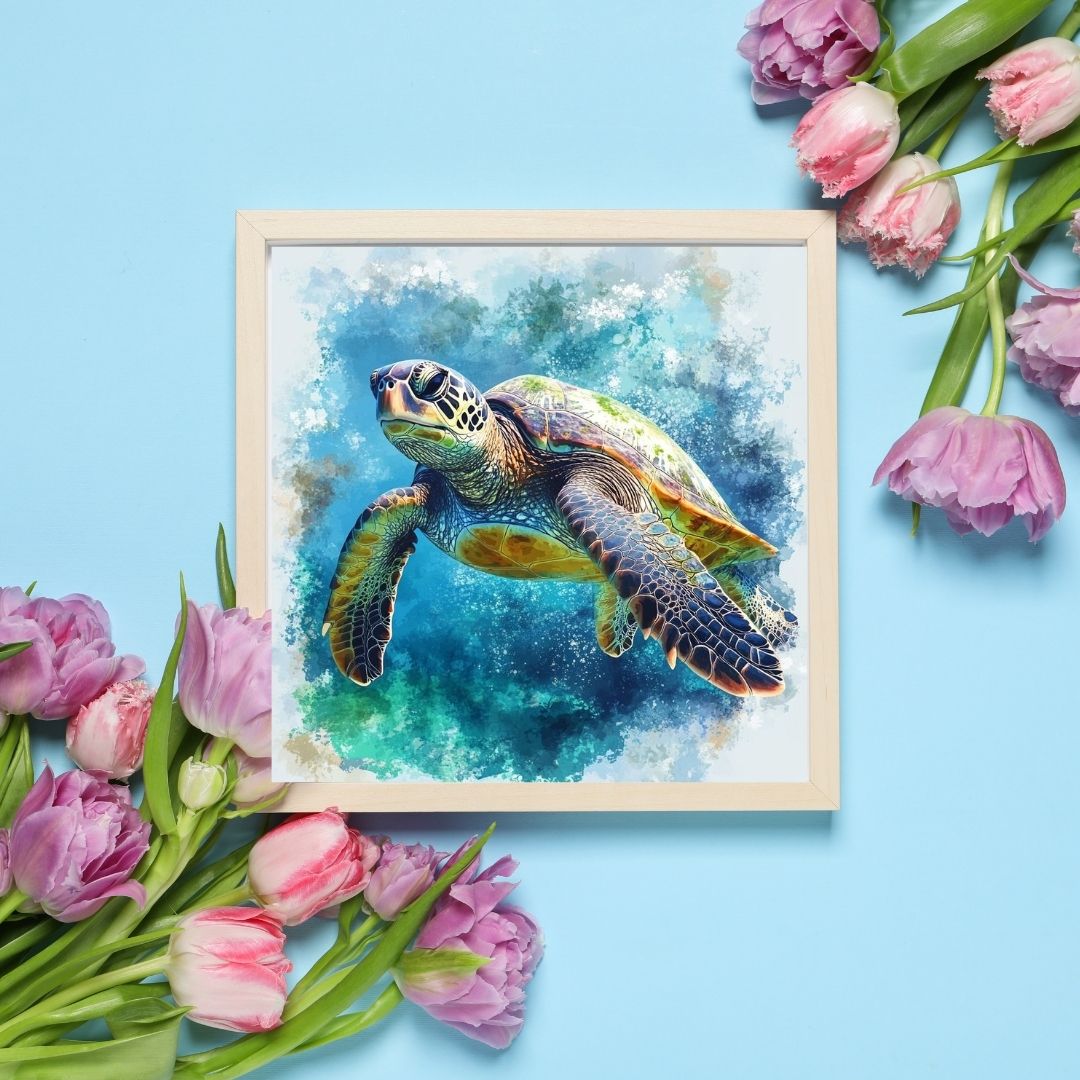 Caraïbes – Tortue des mers - Artwork, Printable Digital Download