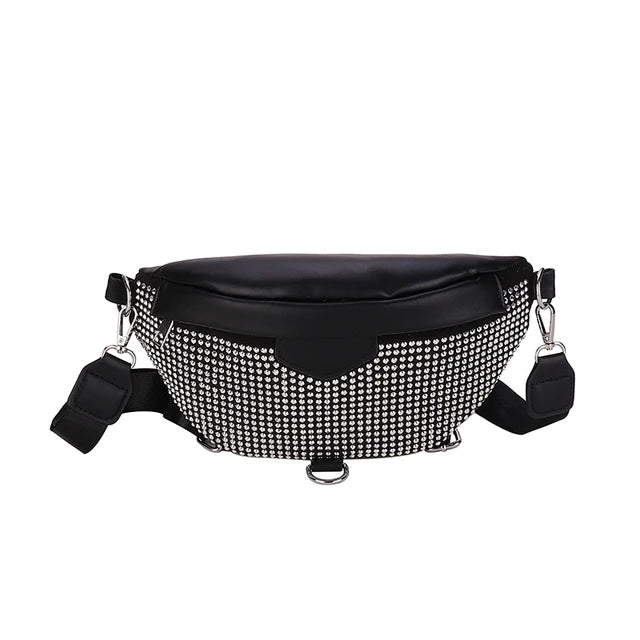 Sac Banane Femme Tendance en Strass Brillant - Sac Bandoulière Femme