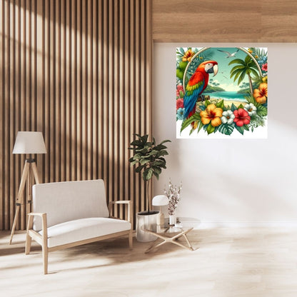 Pacifique : Pacifique – Perroquet dans un jardin tropical - Pacific Artwork, Printable Digital Download