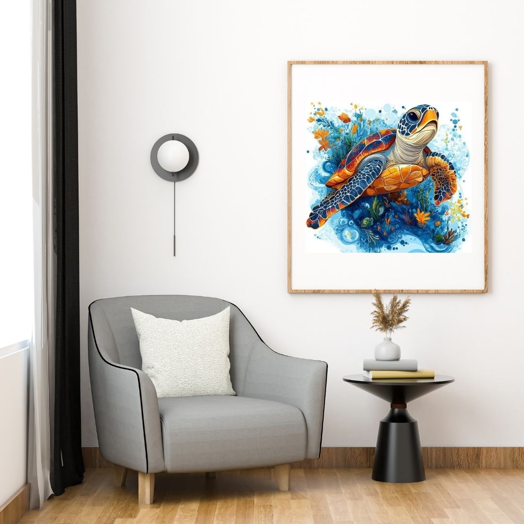 Caraïbes – Tortue des mers - Artwork, Printable Digital Download