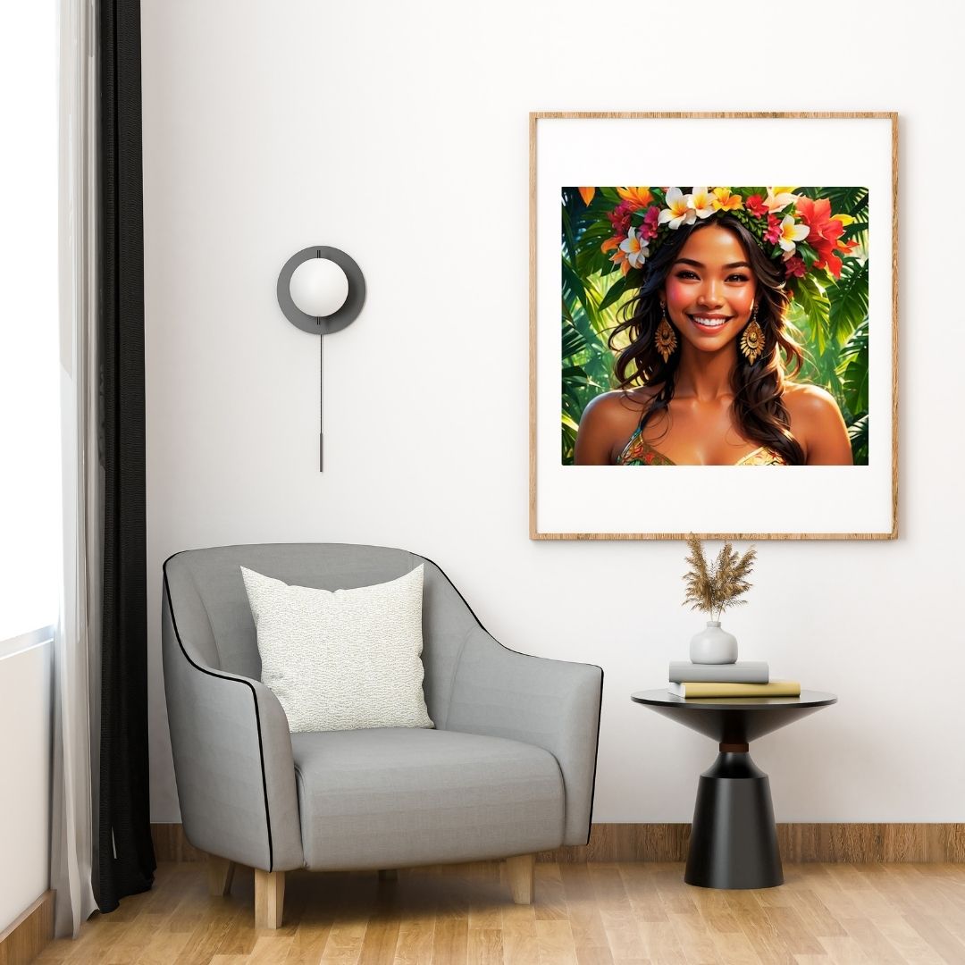 Pacifique : Femme Polynésienne , Vibrant Maohi  Artwork, Printable Digital Download, Traditional Polynesian   Design