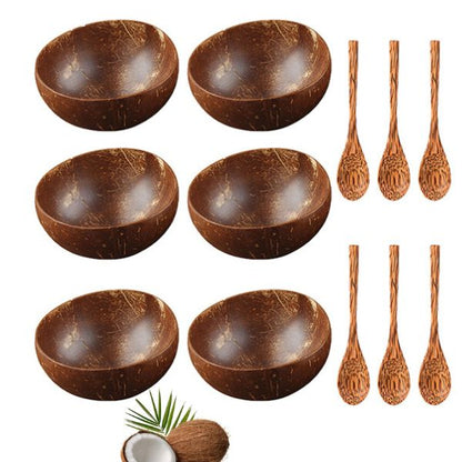 Bols de Noix de Coco et Cuillères en Bois  - Naturels et Ecologiques