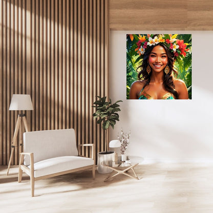 Pacifique : Femme Polynésienne , Vibrant Maohi  Artwork, Printable Digital Download, Traditional Polynesian   Design