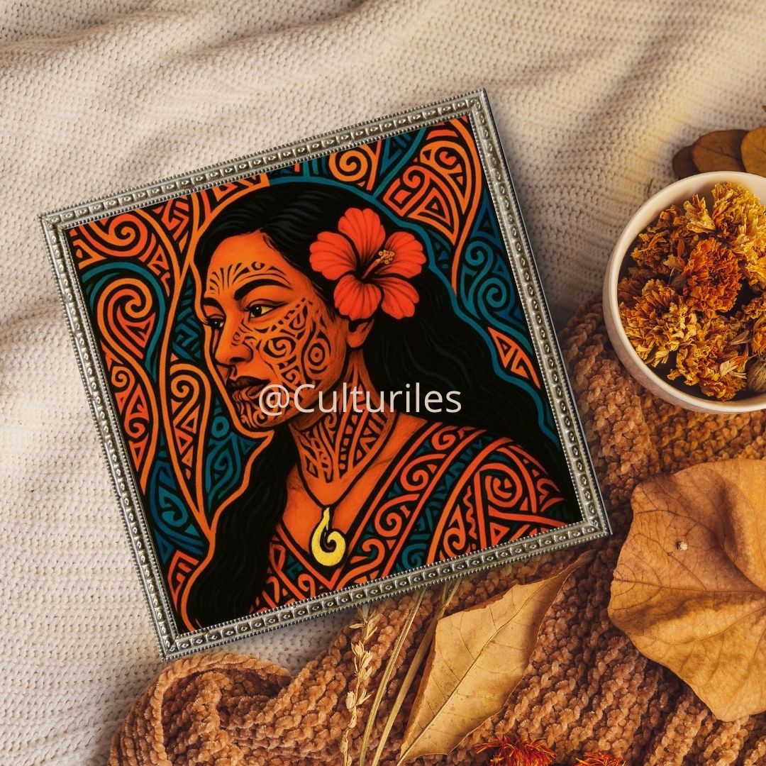 Pacifique : Femme Maori , Vibrant Maori Artwork, Printable Digital Download, Traditional New Zealand Maori Design