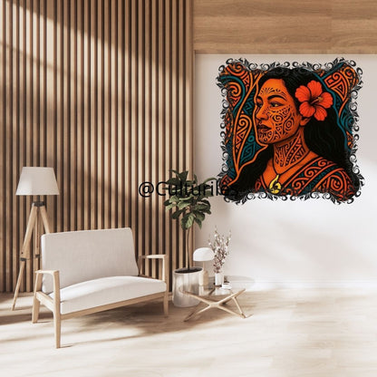 Pacifique : Femme Maori , Vibrant Maori Artwork, Printable Digital Download, Traditional New Zealand Maori Design