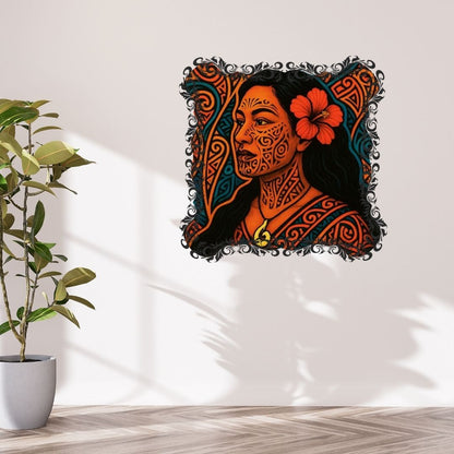 Pacifique : Femme Maori , Vibrant Maori Artwork, Printable Digital Download, Traditional New Zealand Maori Design