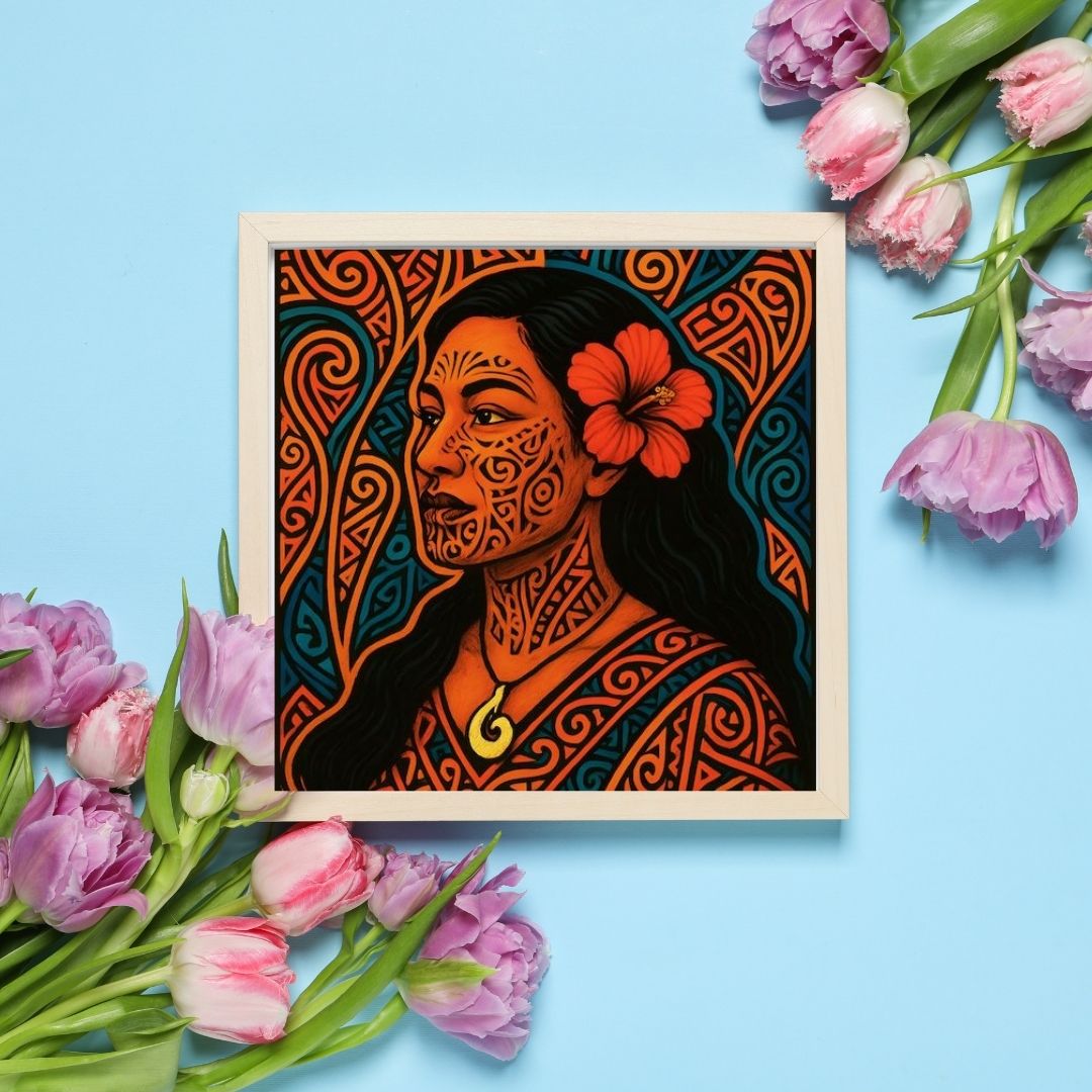 Pacifique : Femme Maori , Vibrant Maori Artwork, Printable Digital Download, Traditional New Zealand Maori Design