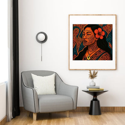 Pacifique : Femme Maori , Vibrant Maori Artwork, Printable Digital Download, Traditional New Zealand Maori Design