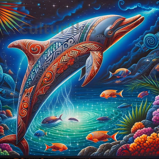 Dauphin Maori – Design Tribal Polynésien | Affiche Murale à Imprimer