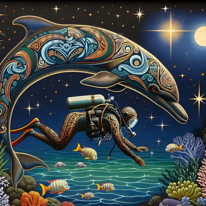 Dauphin Maori aux Motifs Tribaux Polynésiens – Art Vibrant & Traditionnel | Téléchargement Numérique