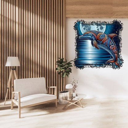 Dauphin Maori  aux Motifs Tribaux Polynsésiens - Vibrant Maori Artwork - Printable Digital Download, Traditional New Zealand Maori Design - Art mural téléchargement électronique