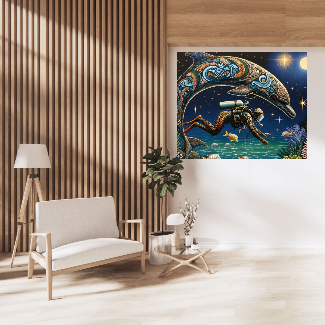 Dauphin Maori aux Motifs Tribaux Polynésiens – Art Vibrant & Traditionnel | Téléchargement Numérique