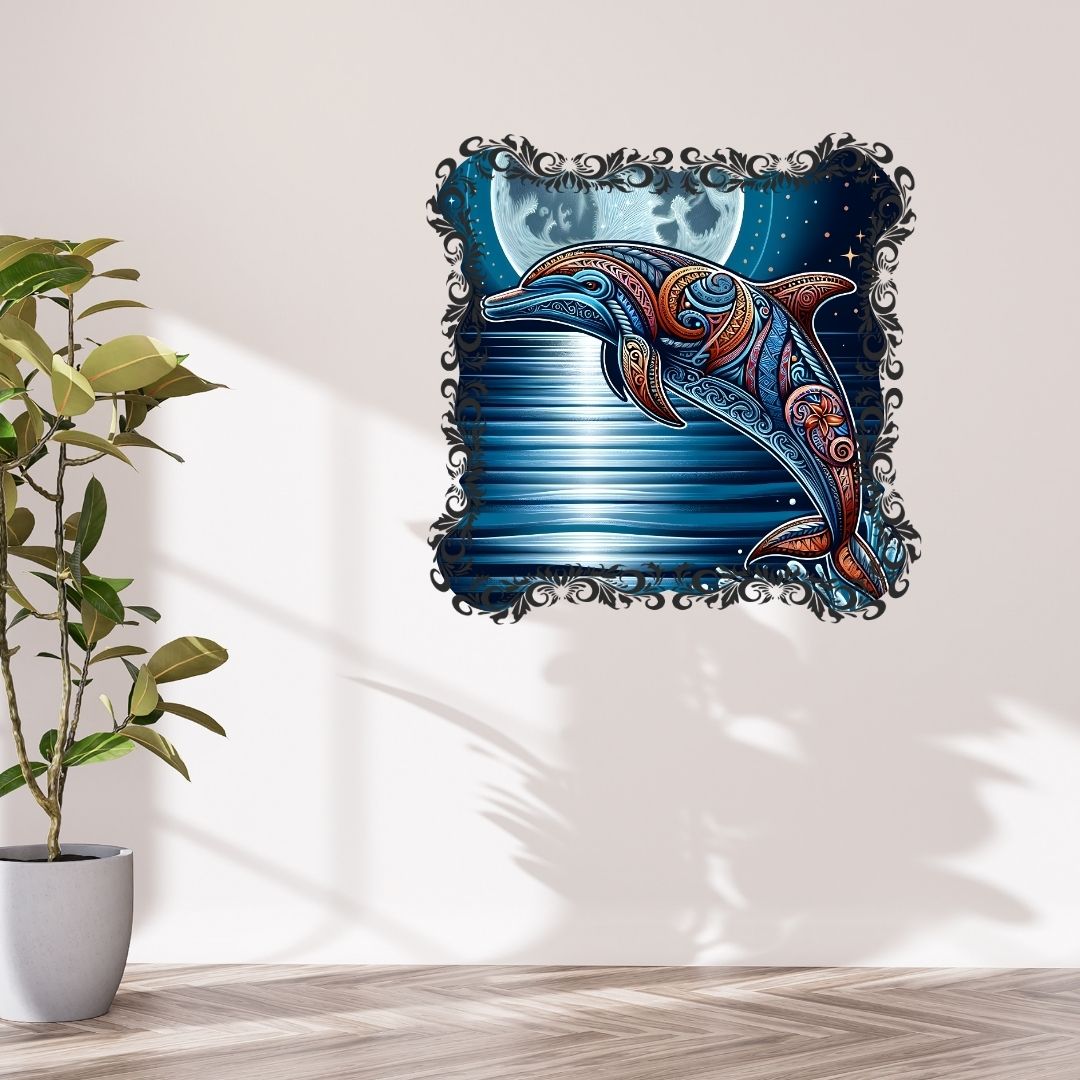 Dauphin Maori  aux Motifs Tribaux Polynsésiens - Vibrant Maori Artwork - Printable Digital Download, Traditional New Zealand Maori Design - Art mural téléchargement électronique