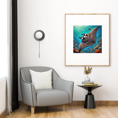 Raie Manta Maori  aux Motifs Tribaux Polynsésiens - Vibrant Maori Artwork - Printable Digital Download, Traditional New Zealand Maori Design - Art mural téléchargement électronique