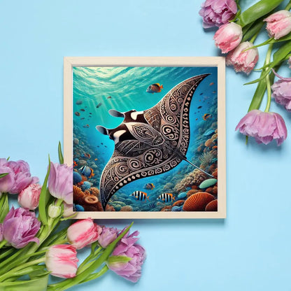 Raie Manta Maori  aux Motifs Tribaux Polynsésiens - Vibrant Maori Artwork - Printable Digital Download, Traditional New Zealand Maori Design - Art mural téléchargement électronique