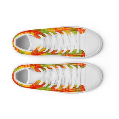 Baskets Hautes Madras en Toile pour Femme