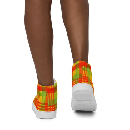 Baskets Hautes Madras en Toile pour Femme