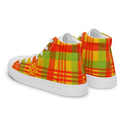 Baskets Hautes Madras en Toile pour Femme