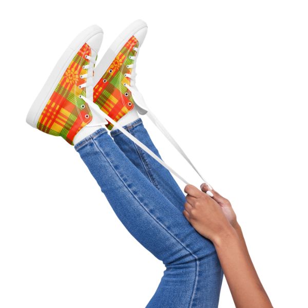 Baskets Hautes Madras en Toile pour Femme