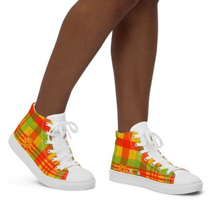 Baskets Hautes Madras en Toile pour Femme